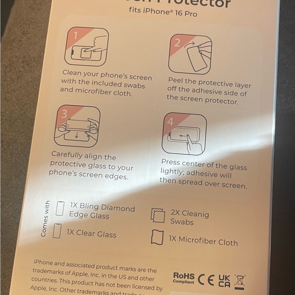 Adore Bling Tempered Glass for iPhone 16 Pro - Clear - Picture 2 of 2